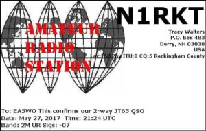 QSL de EA5WO en 2m JT65